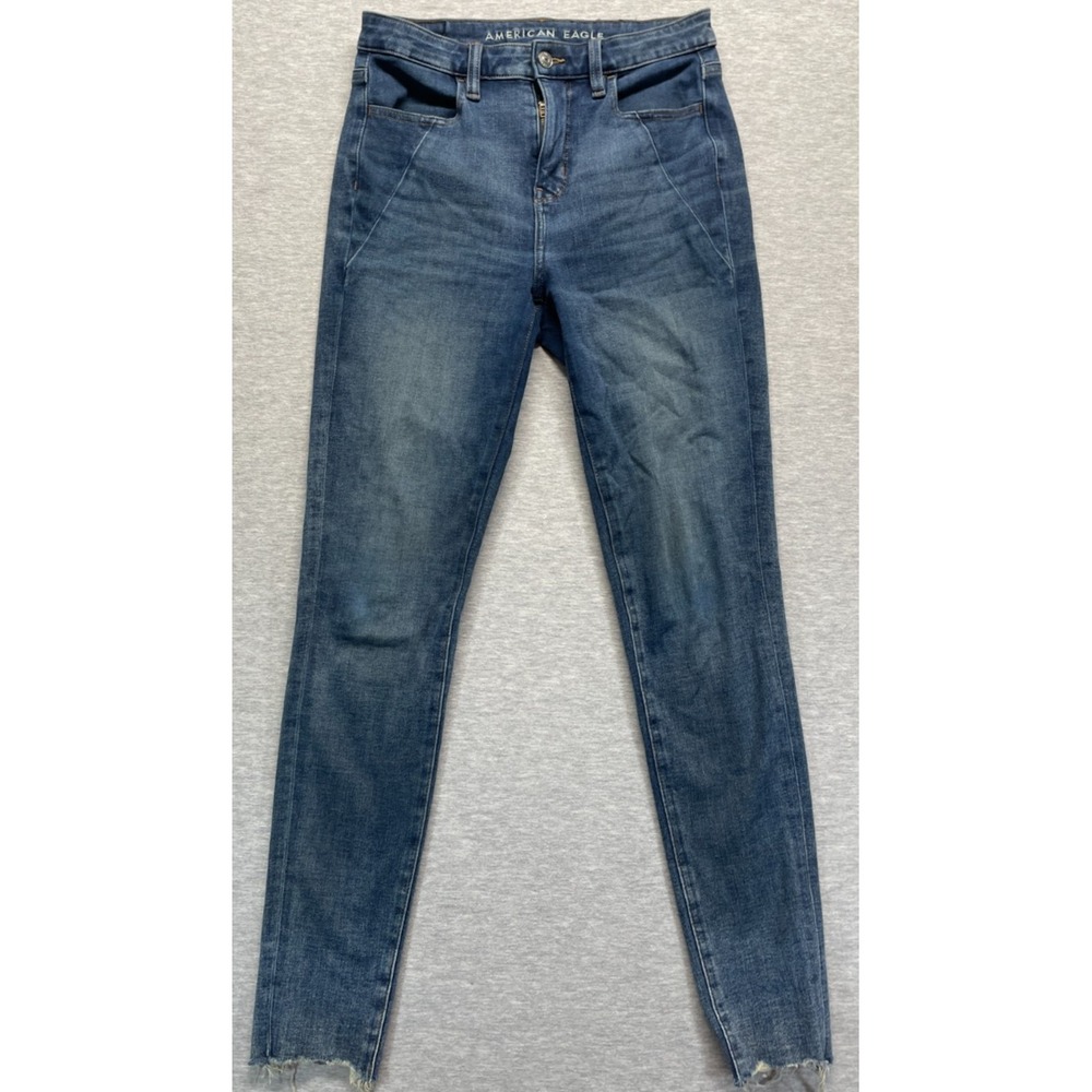 American Eagle Outfitters Jeans Womens 4 Blue Frayed Hem Standard Fit Skinny Leg